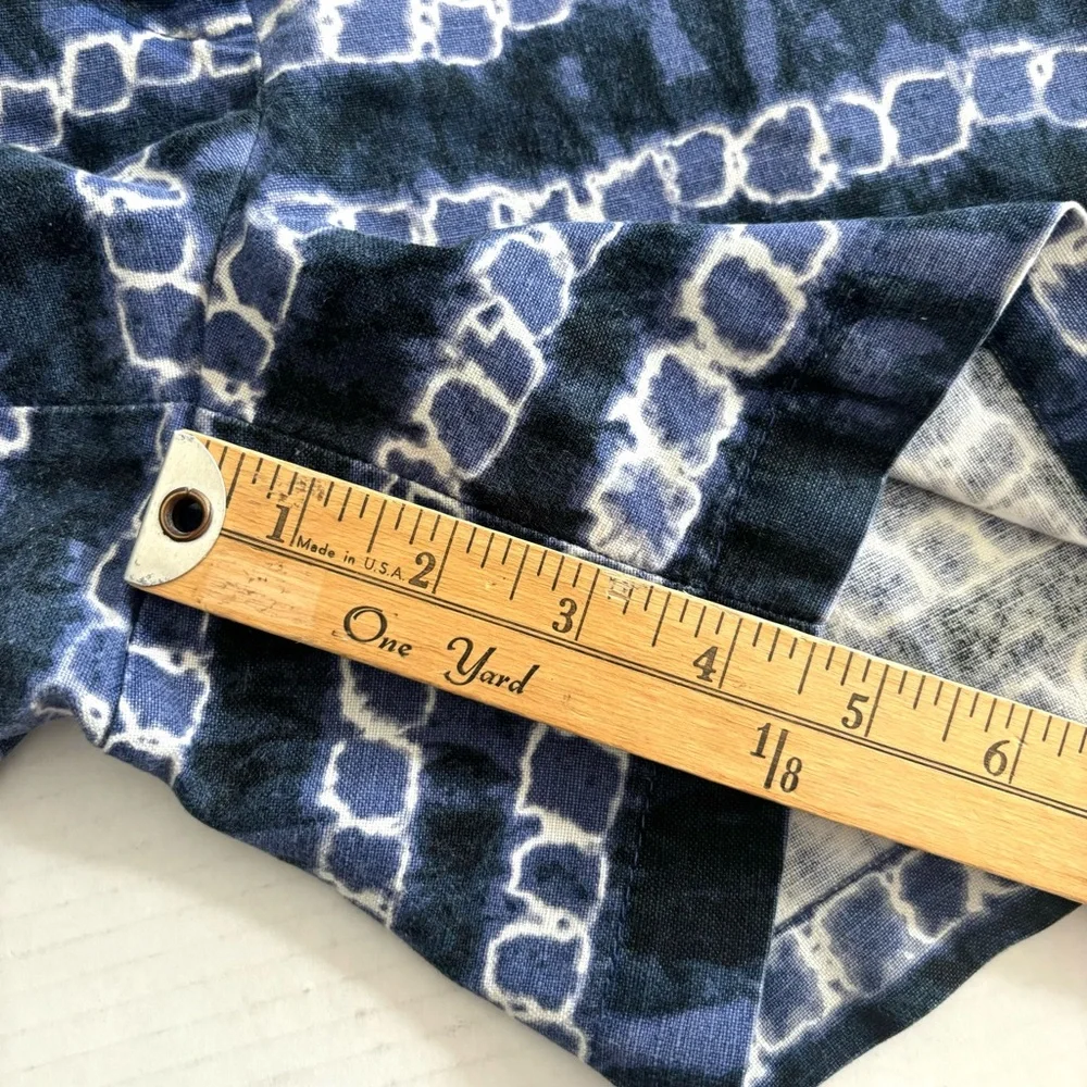 J.Crew Linen Blend Blue White Tie Dye Chain 4.5” Shorts Pockets Women’s size 8‎